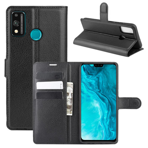 Litchi Texture Wallet Stand Leather Cell Phone Cover for Honor 9X Lite