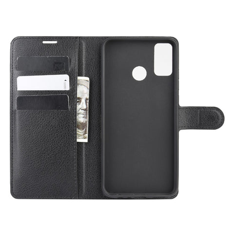 Litchi Texture Wallet Stand Leather Cell Phone Cover for Honor 9X Lite