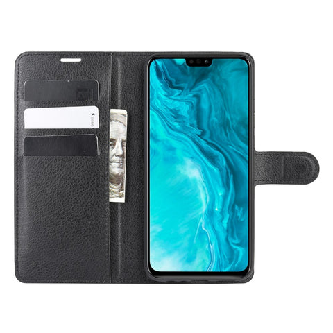 Litchi Texture Wallet Stand Leather Cell Phone Cover for Honor 9X Lite
