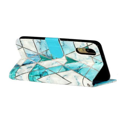 Light Spot Decor Wallet Stand Leather Pattern Printing Phone Case for Huawei P20
