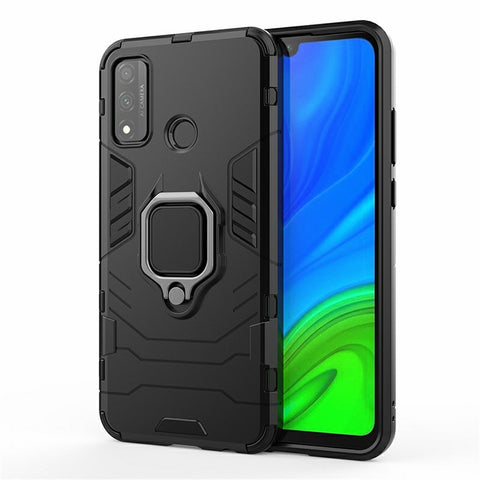Protective Shell Cool Guard Ring Holder Kickstand PC TPU Hybrid Case for Huawei P smart 2020