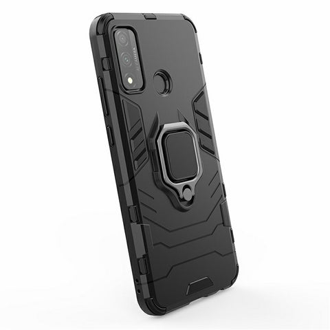 Protective Shell Cool Guard Ring Holder Kickstand PC TPU Hybrid Case for Huawei P smart 2020