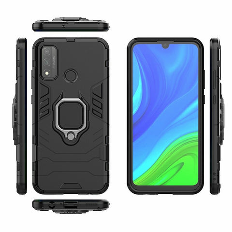 Protective Shell Cool Guard Ring Holder Kickstand PC TPU Hybrid Case for Huawei P smart 2020