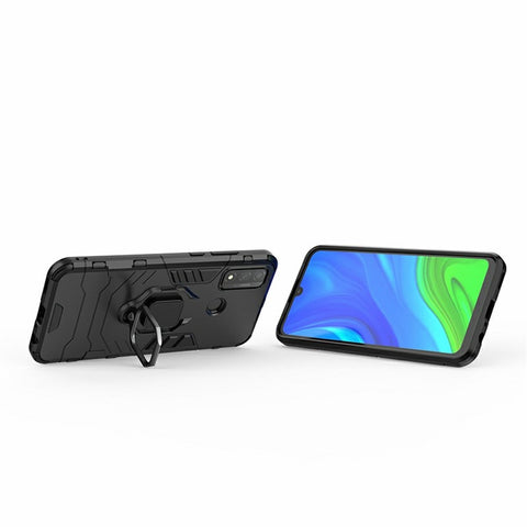 Protective Shell Cool Guard Ring Holder Kickstand PC TPU Hybrid Case for Huawei P smart 2020