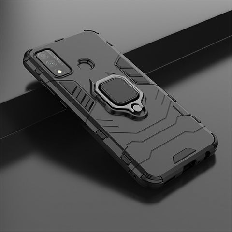 Protective Shell Cool Guard Ring Holder Kickstand PC TPU Hybrid Case for Huawei P smart 2020