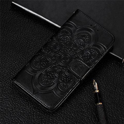 Imprint Mandala Flower Leather Protective Cover for Huawei P Smart 2020