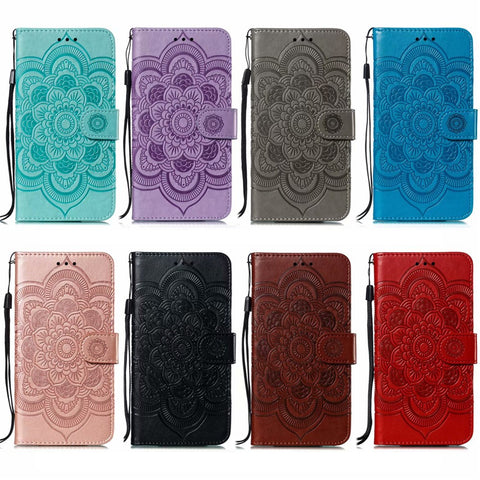 Imprint Mandala Flower Leather Protective Cover for Huawei P Smart 2020