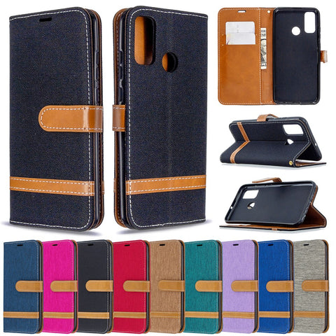 Assorted Color Jeans Cloth Leather Cover for Huawei P smart 2020