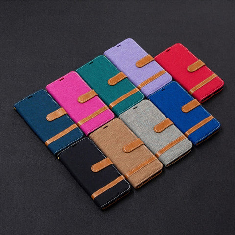 Assorted Color Jeans Cloth Leather Cover for Huawei P smart 2020
