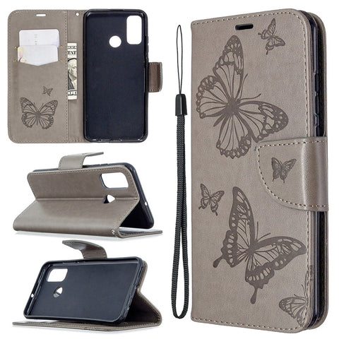 Imprint Butterfly Wallet Leather Shell for Huawei P Smart 2020