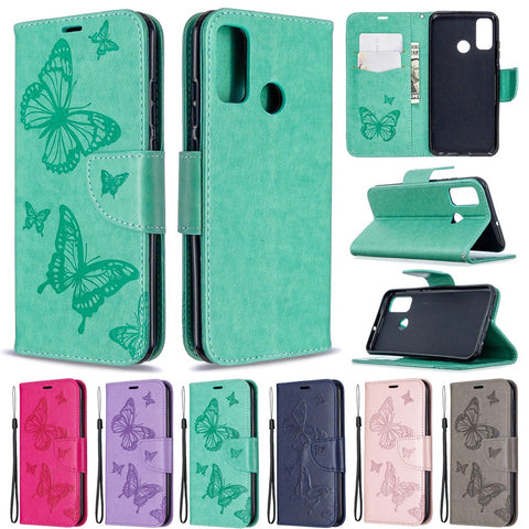 Imprint Butterfly Wallet Leather Shell for Huawei P Smart 2020