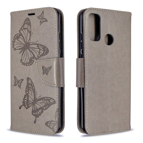 Imprint Butterfly Wallet Leather Shell for Huawei P Smart 2020