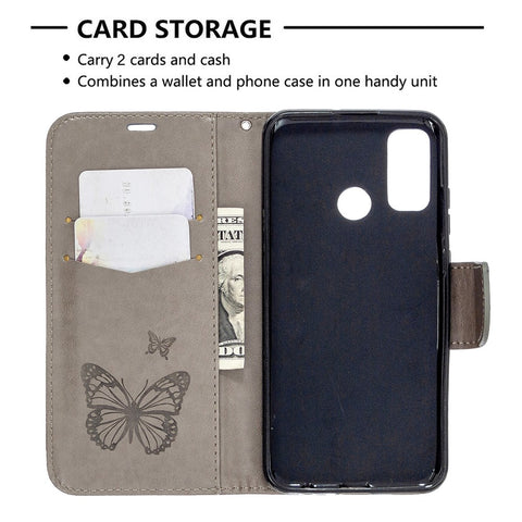 Imprint Butterfly Wallet Leather Shell for Huawei P Smart 2020