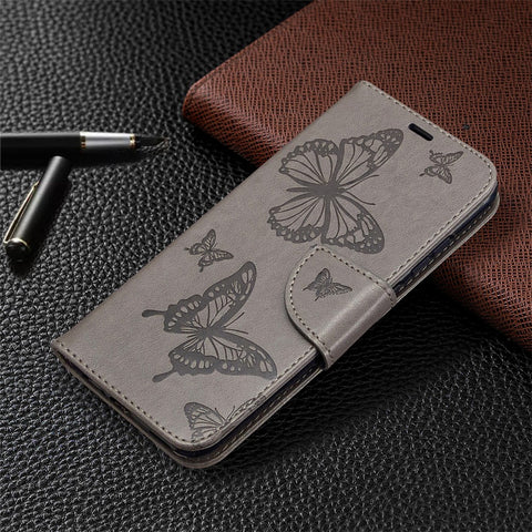 Imprint Butterfly Wallet Leather Shell for Huawei P Smart 2020
