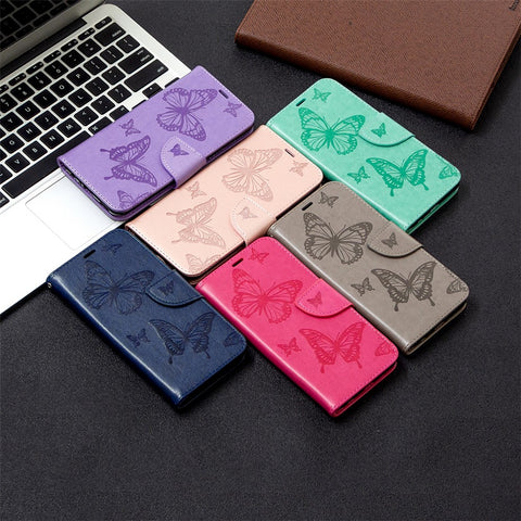 Imprint Butterfly Wallet Leather Shell for Huawei P Smart 2020