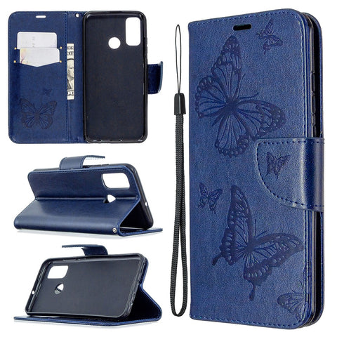 Imprint Butterfly Wallet Leather Shell for Huawei P Smart 2020