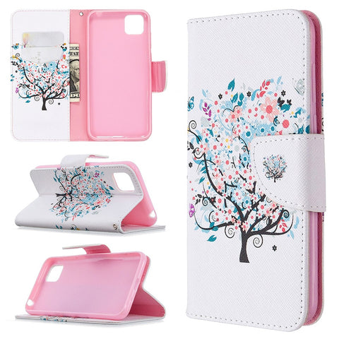 Pattern Printing Wallet Stand Flip Leather Phone Shell for Huawei Y5p / Honor 9S