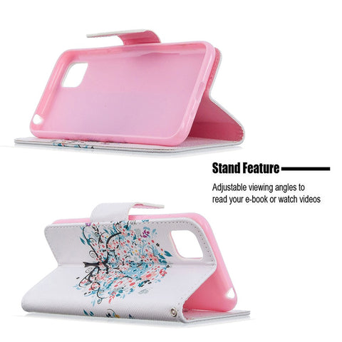 Pattern Printing Wallet Stand Flip Leather Phone Shell for Huawei Y5p / Honor 9S