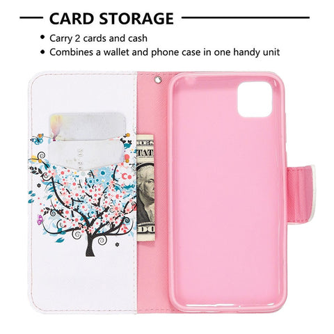 Pattern Printing Wallet Stand Flip Leather Phone Shell for Huawei Y5p / Honor 9S