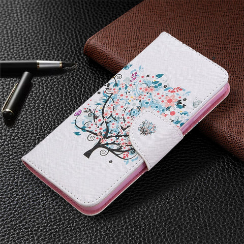 Pattern Printing Wallet Stand Flip Leather Phone Shell for Huawei Y5p / Honor 9S