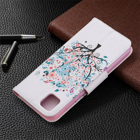 Pattern Printing Wallet Stand Flip Leather Phone Shell for Huawei Y5p / Honor 9S