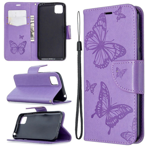 Imprint Butterfly Magnetic Leather Cover for Huawei Y5p / Honor 9S