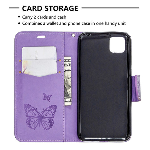Imprint Butterfly Magnetic Leather Cover for Huawei Y5p / Honor 9S