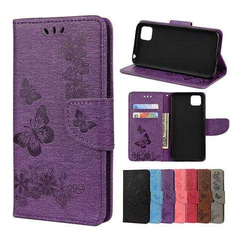 Imprint Butterfly Flower Cover Leather Wallet Case for Huawei Y5p/Honor 9S