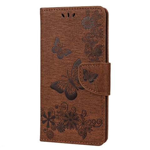 Imprint Flower Butterfly Leather Wallet Case for Huawei P smart 2020