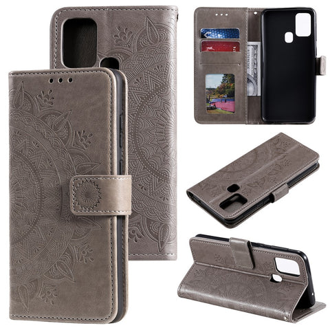 Imprint Flower Leather Wallet Stand Case for Honor 9X Lite
