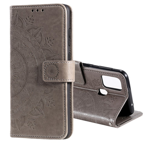 Imprint Flower Leather Wallet Stand Case for Honor 9X Lite