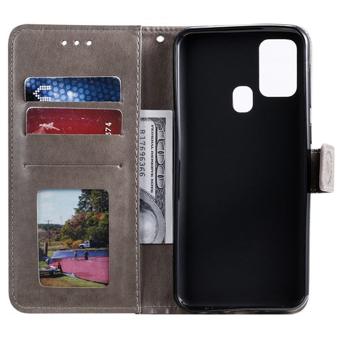 Imprint Flower Leather Wallet Stand Case for Honor 9X Lite