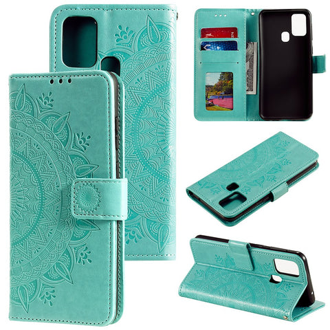 Imprint Flower Leather Wallet Stand Case for Honor 9X Lite