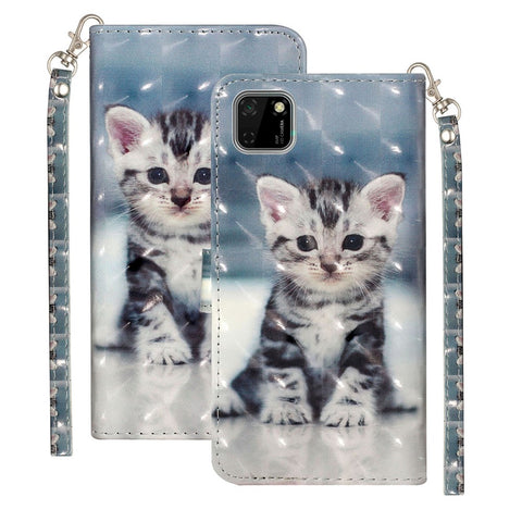 Light Spot Decor Patterned Leather Wallet Stand Case for Huawei Y5p