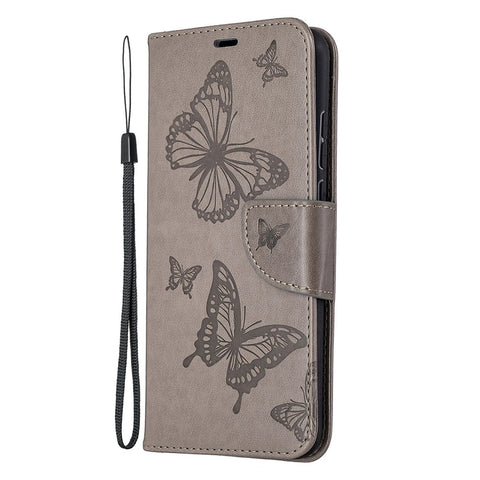Imprint Butterfly Wallet Flip Leather Cell Phone Case for Honor 9X Lite