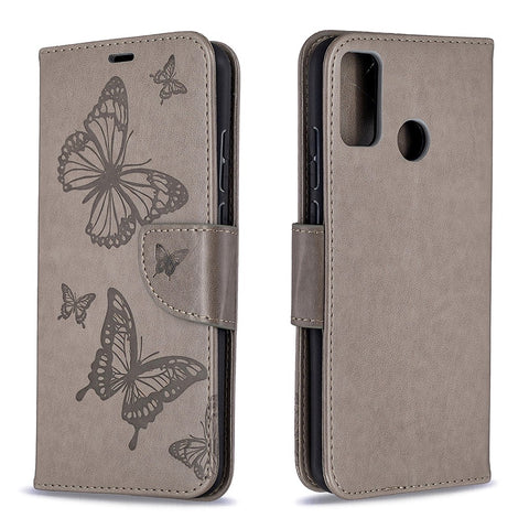 Imprint Butterfly Wallet Flip Leather Cell Phone Case for Honor 9X Lite