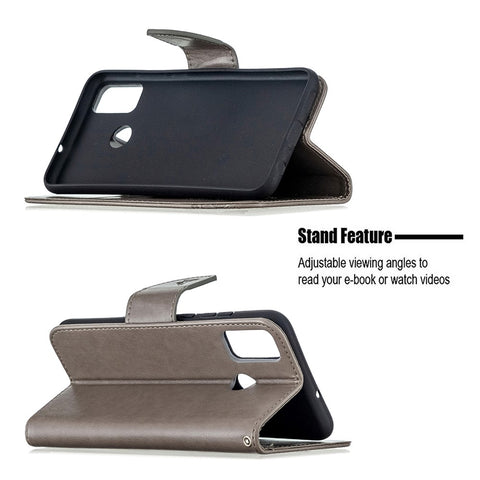 Imprint Butterfly Wallet Flip Leather Cell Phone Case for Honor 9X Lite