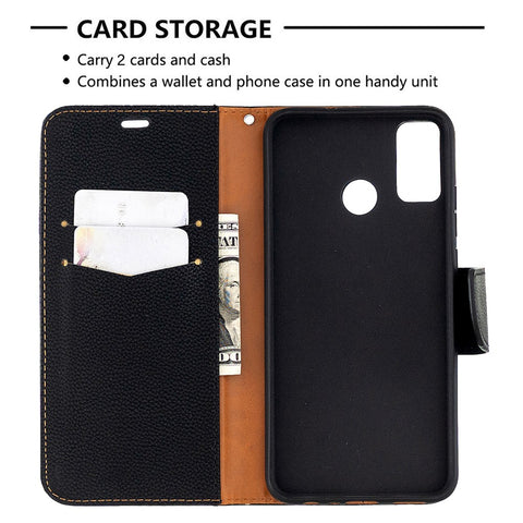 Litchi Texture Wallet Stand Leather Cover with Strap for Honor 9X Lite