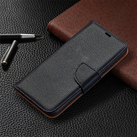Litchi Texture Wallet Stand Leather Cover with Strap for Honor 9X Lite