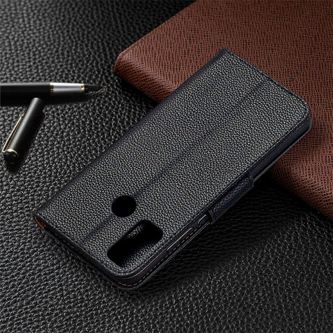 Litchi Texture Wallet Stand Leather Cover with Strap for Honor 9X Lite