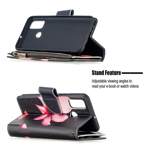 BF03 Pattern Printing Zipper Wallet Cover Leather Phone Shell for Huawei P smart 2020