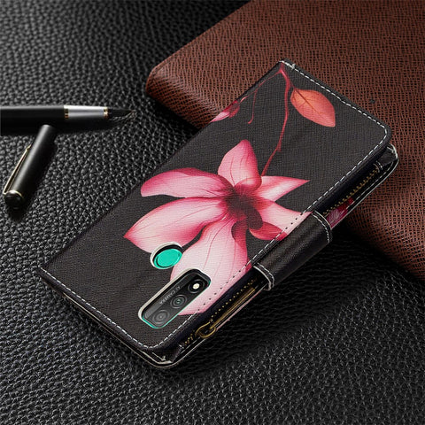 BF03 Pattern Printing Zipper Wallet Cover Leather Phone Shell for Huawei P smart 2020