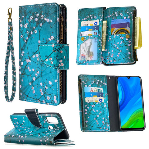 BF03 Pattern Printing Zipper Wallet Cover Leather Phone Shell for Huawei P smart 2020