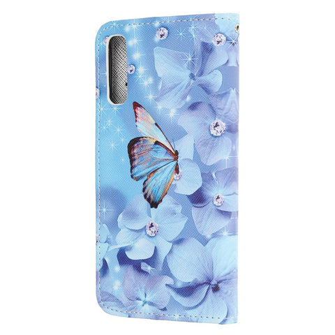Cross Texture Pattern Printing Leather Wallet Stand Cover with Strap for Huawei P Smart S / Y8p