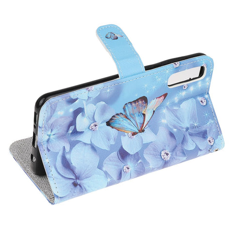 Cross Texture Pattern Printing Leather Wallet Stand Cover with Strap for Huawei P Smart S / Y8p