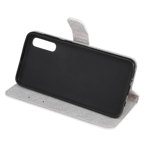 Cross Texture Pattern Printing Leather Wallet Stand Cover with Strap for Huawei P Smart S / Y8p