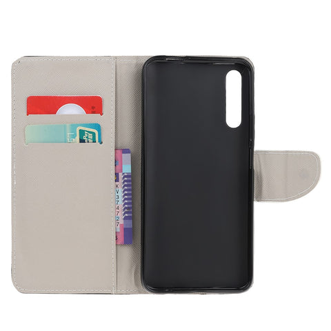 Pattern Printing Cross Texture Leather Wallet Case for Huawei P Smart S/Y8p