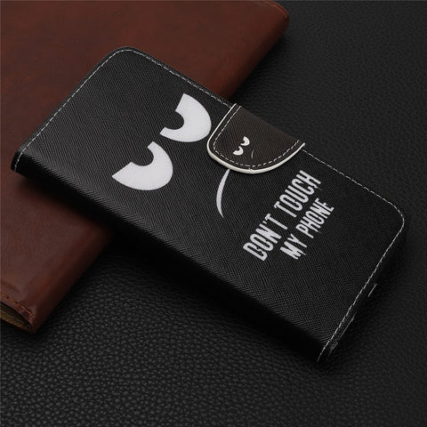 Pattern Printing Cross Texture Leather Wallet Case for Huawei P Smart S/Y8p