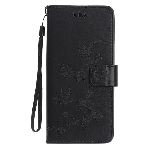 Imprint Butterfly Flower Wallet Leather Protective Cover for Huawei Y8p / P Smart S