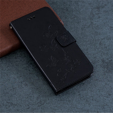 Imprint Butterfly Flower Wallet Leather Protective Cover for Huawei Y8p / P Smart S